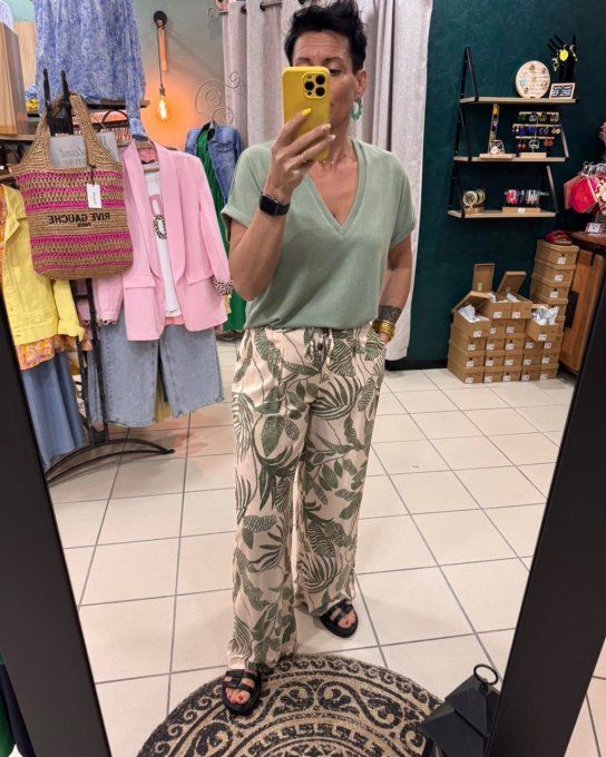 Pantalon fluide FEUILLES DE PALMIERS