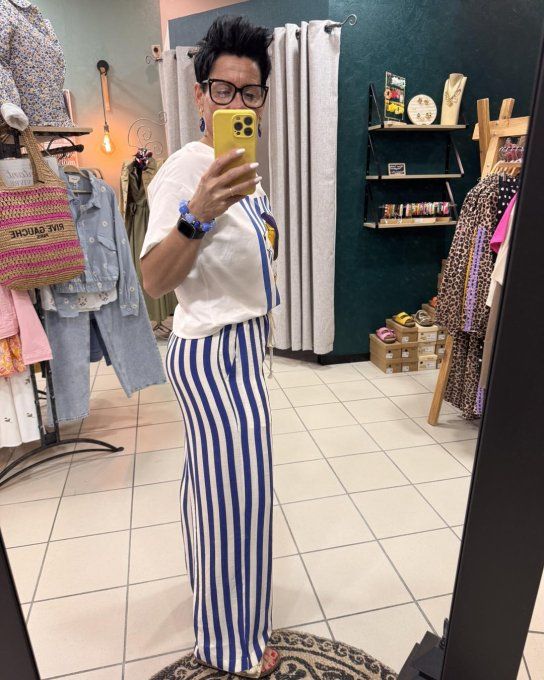 Pantalon fluide rayé