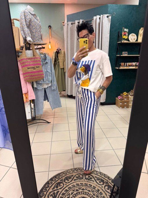 Pantalon fluide rayé