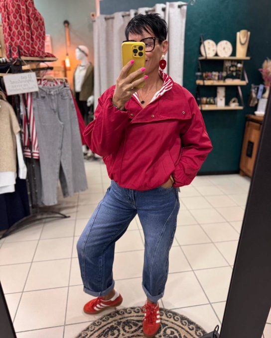 Blouson rouge framboise