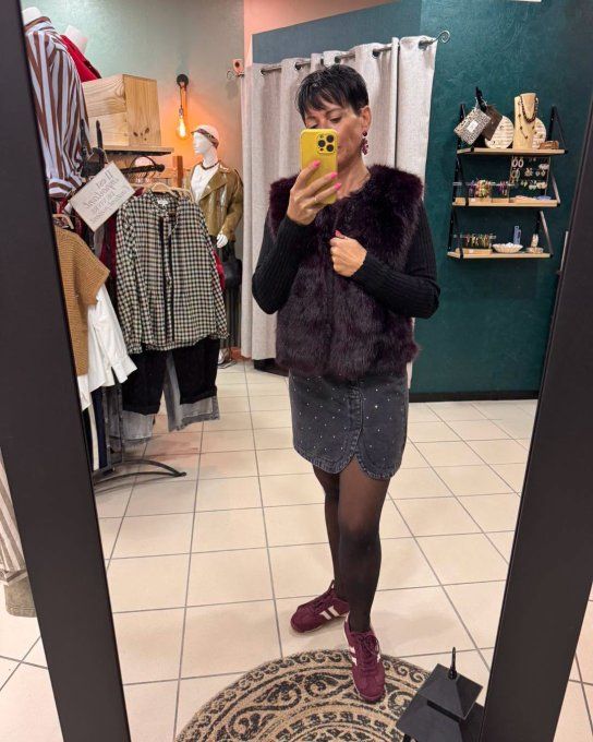 Veste fausse fourrure Prune