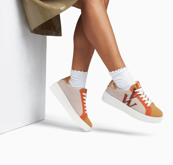 Basket monogramme Gaia beige et orange