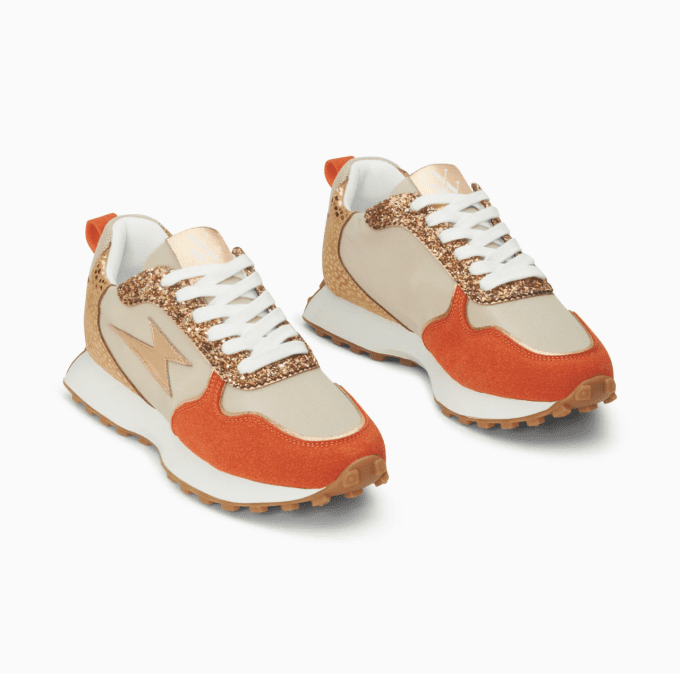 Basket éclair Lunelle beige et orange