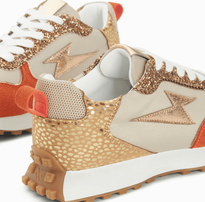 Basket éclair Lunelle beige et orange
