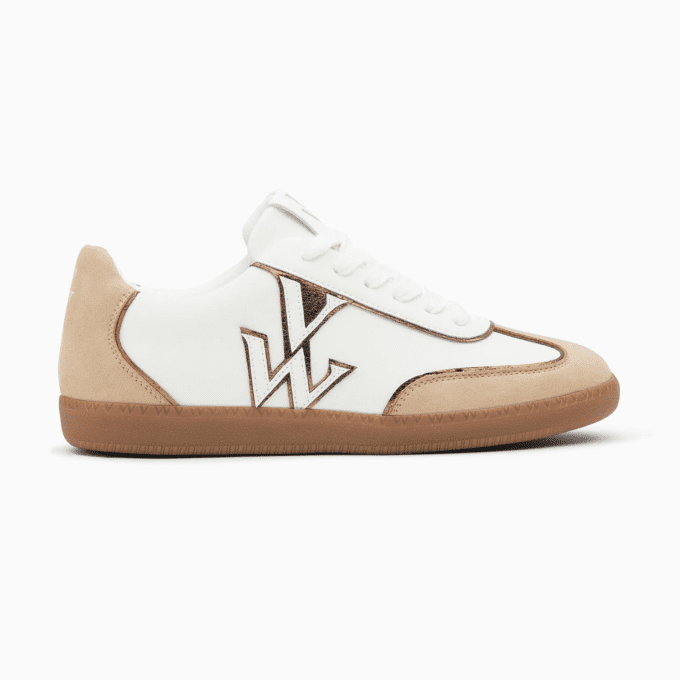 Baskets monogramme Charlize blanc et beige à semelle rétro