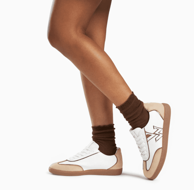 Baskets monogramme Charlize blanc et beige à semelle rétro