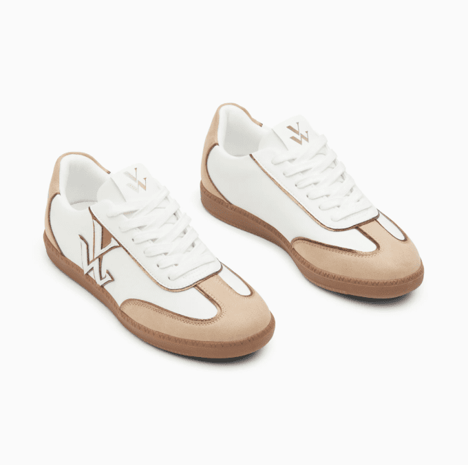 Baskets monogramme Charlize blanc et beige à semelle rétro