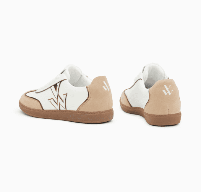Baskets monogramme Charlize blanc et beige à semelle rétro