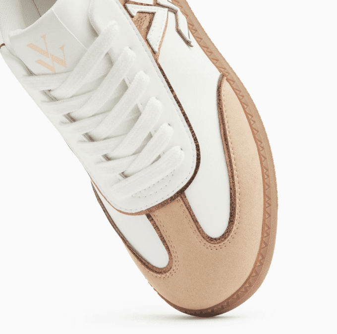 Baskets monogramme Charlize blanc et beige à semelle rétro