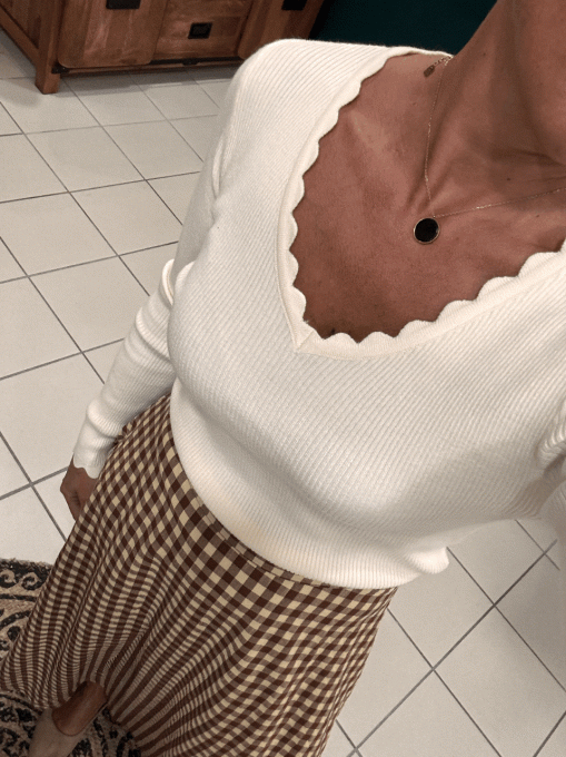 Pull fin écru