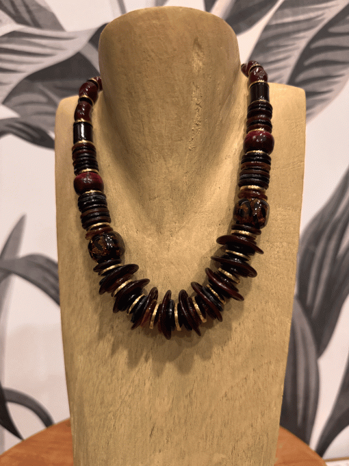 Collier Africa Brun/ Bordeaux